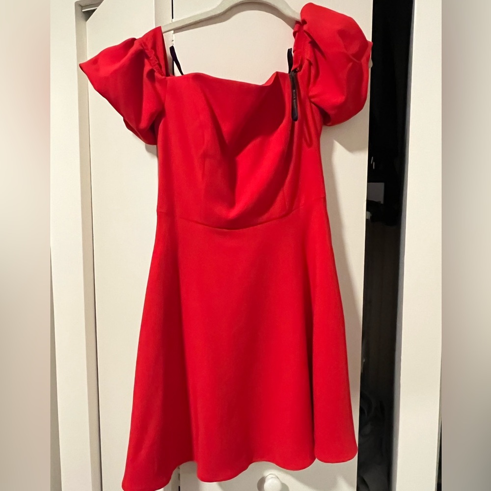 Red mini black halo dress